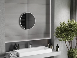 Mexen Loft runde Badezimmer Spiegel 40 cm, weißer Rahmen - 9850-040-040-000-20
