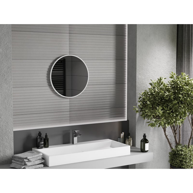 Mexen Loft rundes Badezimmerspiegel 50 cm, weißer Rahmen - 9850-050-050-000-20