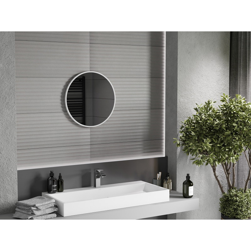 Mexen Loft Rundspiegel Badezimmer 50 cm, weißer Rahmen - 9850-050-050-000-20