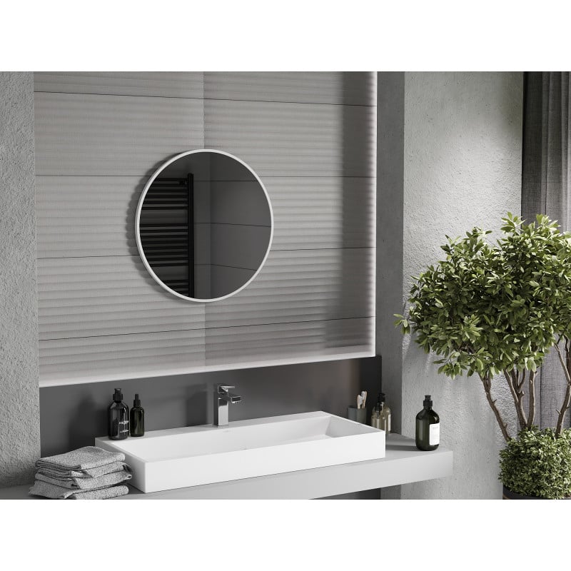 Mexen Loft rundes Badezimmerspiegel 60 cm, weißer Rahmen - 9850-060-060-000-20