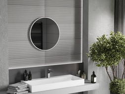 Mexen Loft rundes Badezimmerspiegel 60 cm, weißer Rahmen - 9850-060-060-000-20