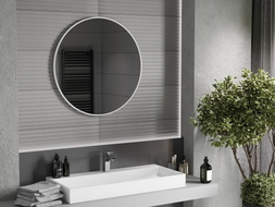 Mexen Loft rundes Badezimmer-Spiegel 80 cm, weißer Rahmen - 9850-080-080-000-20