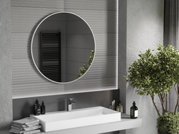 Mexen Loft rundes Badezimmerspiegel, 90 cm, weißer Rahmen - 9850-090-090-000-20