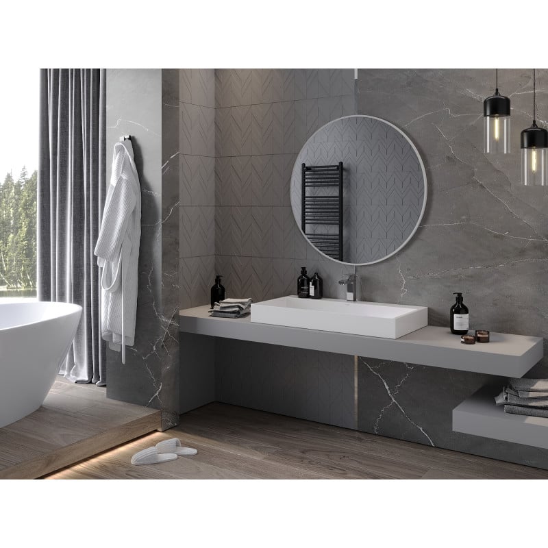 Mexen Loft rundes Badezimmerspiegel, 90 cm, weißer Rahmen - 9850-090-090-000-20