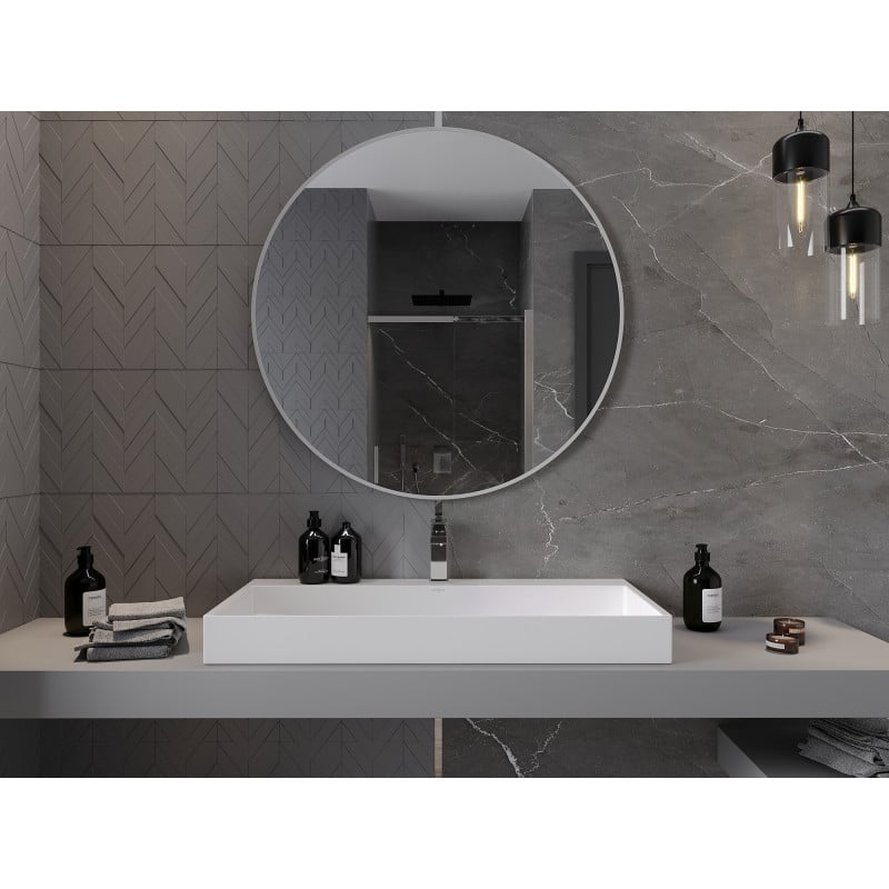 Mexen Loft rundes Badezimmerspiegel 100 cm, weißer Rahmen - 9850-100-100-000-20