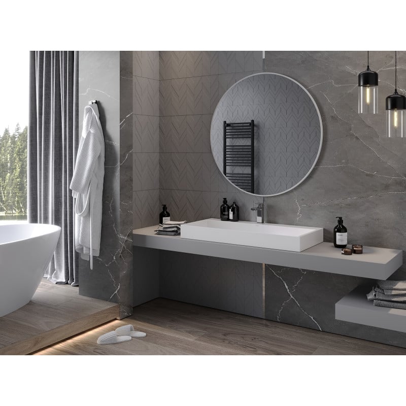 Mexen Loft rundes Badezimmerspiegel 100 cm, weißer Rahmen - 9850-100-100-000-20