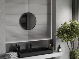 Mexen Loft Rundes Badezimmerspiegel 35 cm, schwarzer Rahmen - 9850-035-035-000-70