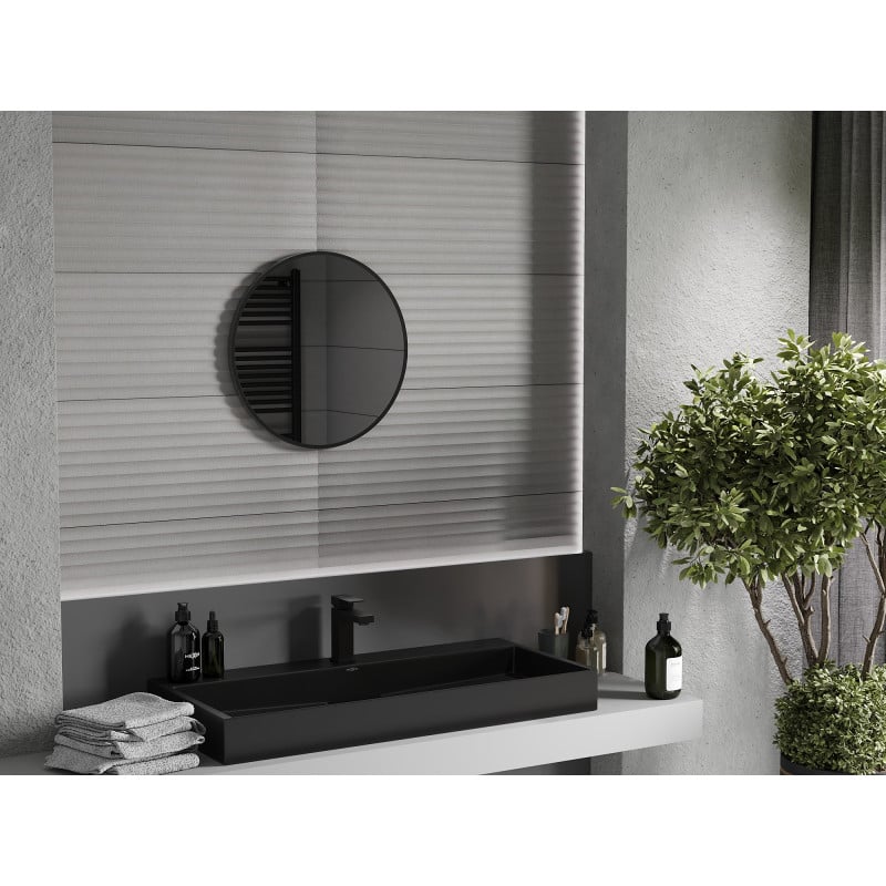 Mexen Loft Badezimmer-Spiegel rund 45 cm, schwarzer Rahmen - 9850-045-045-000-70