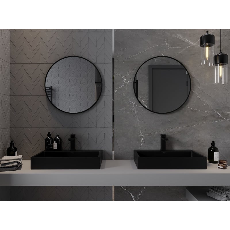 Mexen Loft rundes Badezimmerspiegel 60 cm, schwarzer Rahmen - 9850-060-060-000-70