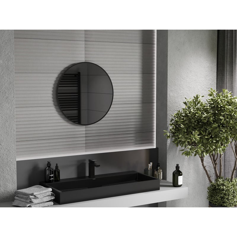 Mexen Loft rundes Badezimmerspiegel 65 cm, schwarzer Rahmen - 9850-065-065-000-70