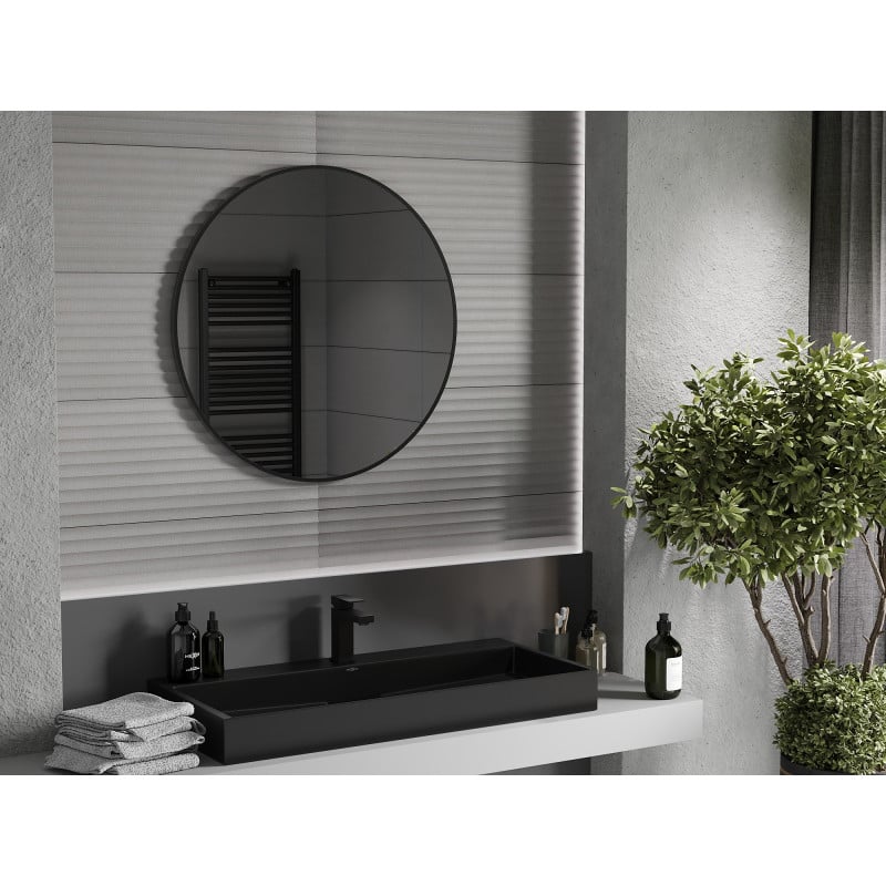 Mexen Loft Badezimmer-Spiegel rund 85 cm, schwarzer Rahmen - 9850-085-085-000-70