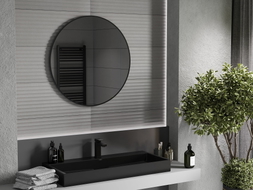 Mexen Loft Badezimmer-Spiegel rund 85 cm, schwarzer Rahmen - 9850-085-085-000-70