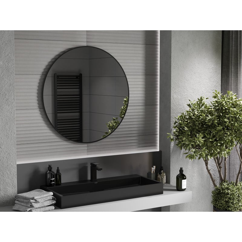 Mexen Loft Badezimmerspiegel rund 95 cm, schwarzer Rahmen - 9850-095-095-000-70
