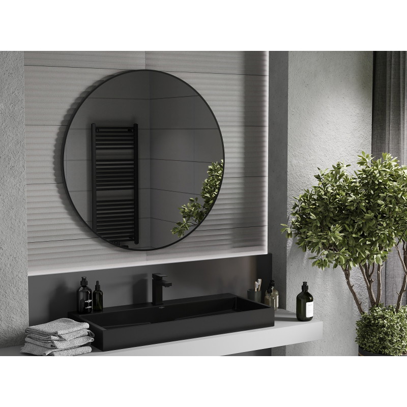Mexen Loft runder Badezimmerspiegel 100 cm, schwarzer Rahmen - 9850-100-100-000-70