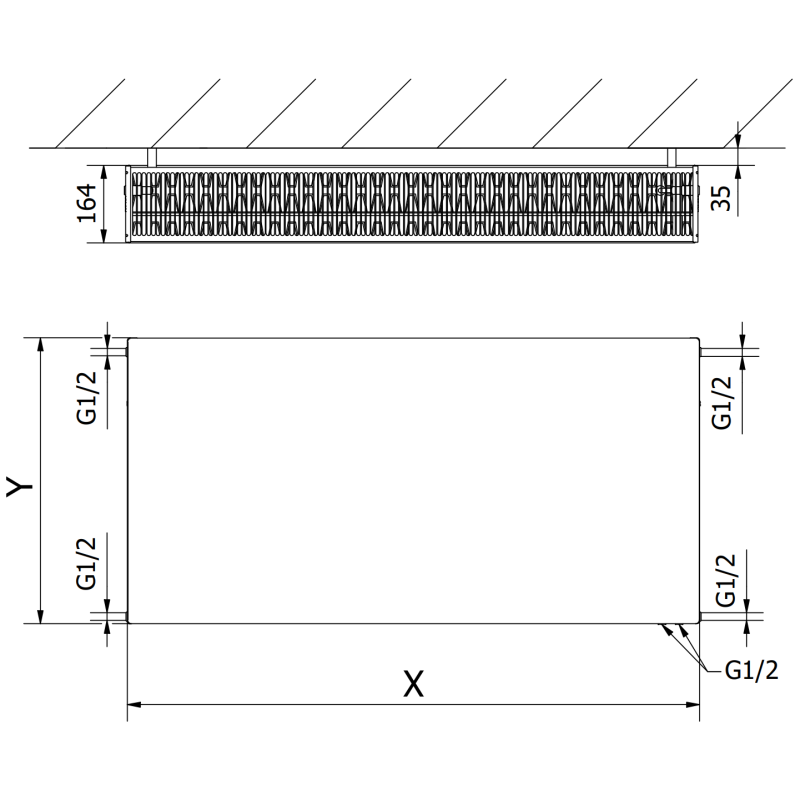 Mexen Flat CVF33 Plattenheizkörper 900 x 600 mm, unterer Anschluss, 1800 W, weiß - W633F-090-060-00