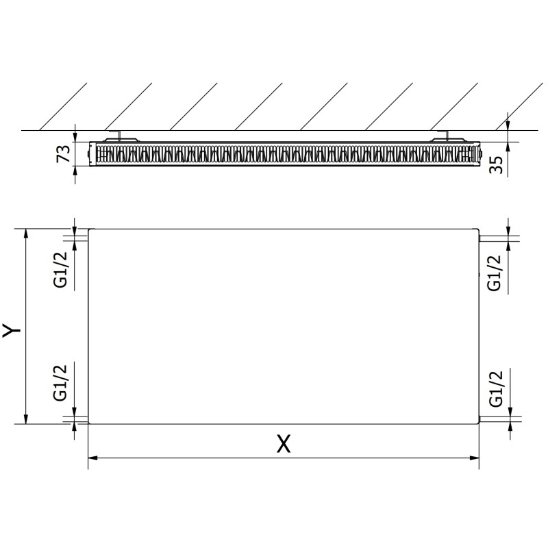 Mexen CF21 Flachheizkörper 600 x 1000 mm, seitlicher Anschluss, 1210 W, Anthrazit - W421F-060-100-66