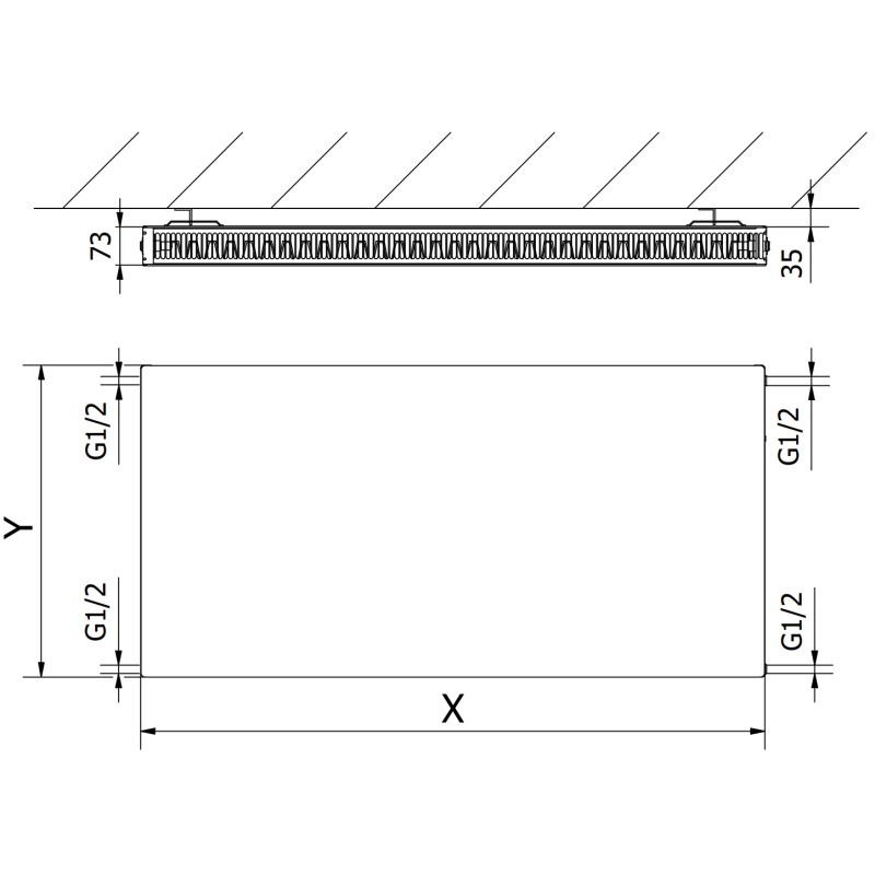 Mexen Flat CF21 Plattenheizkörper 600 x 1000 mm, seitlicher Anschluss, 1210 W, Anthrazit - W421F-060-100-66