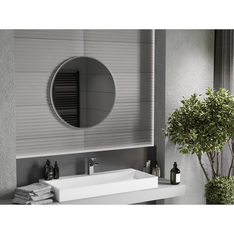 Mexen Loft Badezimmerspiegel rund 70 cm, Edelstahlrahmen - 9850-070-070-000-10