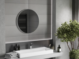 Mexen Loft Rundes Badezimmerspiegel 70 cm, Inox-Rahmen - 9850-070-070-000-10