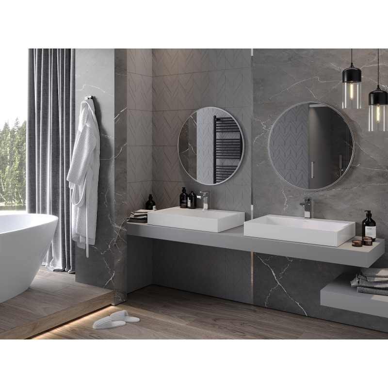 Mexen Loft Badezimmerspiegel rund 70 cm, Edelstahlrahmen - 9850-070-070-000-10