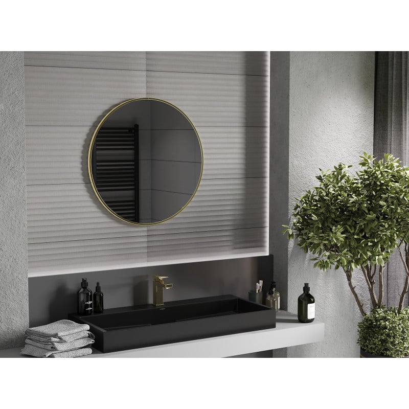 Mexen Loft rundes Badezimmerspiegel 75 cm, goldener Rahmen - 9850-075-075-000-50