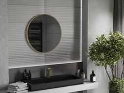 Mexen Loft rundes Badezimmerspiegel 75 cm, goldener Rahmen - 9850-075-075-000-50