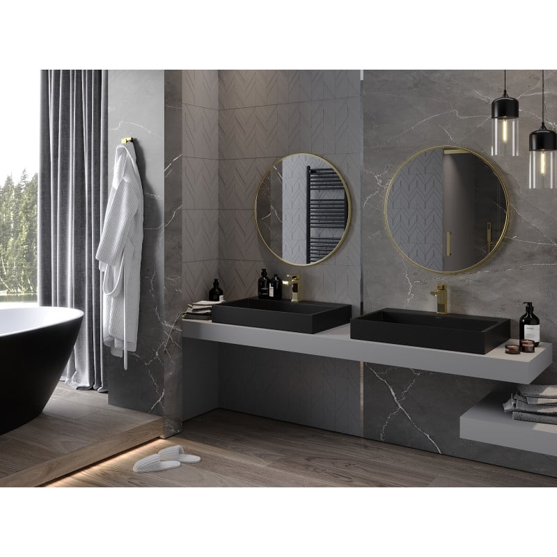 Mexen Loft rundes Badezimmerspiegel 70 cm, goldener Rahmen - 9850-070-070-000-50