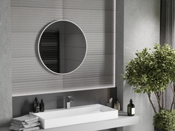 Mexen Loft Badezimmer Spiegel rund 70 cm, weißer Rahmen - 9850-070-070-000-20