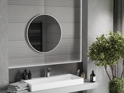 Mexen Loft Rundes Badezimmerspiegel 70 cm, weißer Rahmen - 9850-070-070-000-20