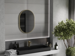 Mexen Loft Ovaler Badezimmer-Spiegel 70 x 50 cm, Goldrahmen - 9851-070-050-000-50