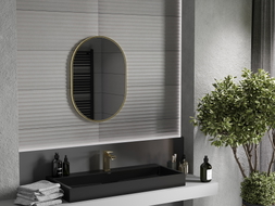 Mexen Loft Ovaler Badezimmer-Spiegel 70 x 50 cm, Goldrahmen - 9851-070-050-000-50