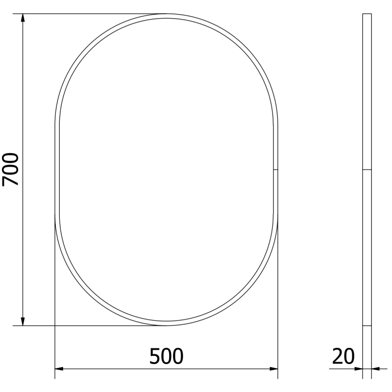 Mexen Loft Badezimmerspiegel oval 70 x 50 cm, goldener Rahmen - 9851-070-050-000-50