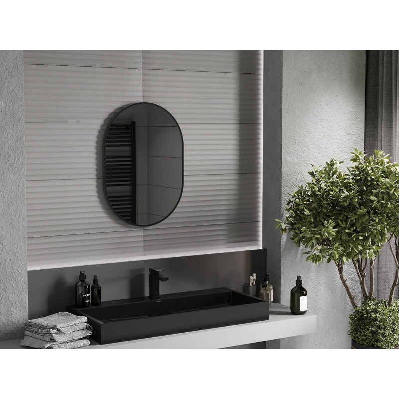 Mexen Loft oval Badezimmer-Spiegel 70 x 50 cm, schwarzer Rahmen - 9851-070-050-000-70
