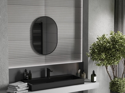 Mexen Loft oval Badezimmer-Spiegel 70 x 50 cm, schwarzer Rahmen - 9851-070-050-000-70