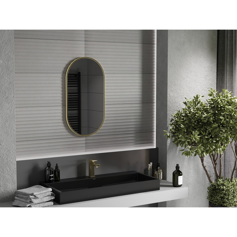 Mexen Loft oval Spiegel für das Badezimmer 75 x 40 cm, goldener Rahmen - 9851-075-040-000-50