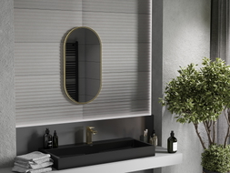 Mexen Loft oval Spiegel für das Badezimmer 75 x 40 cm, goldener Rahmen - 9851-075-040-000-50