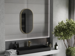 Mexen Loft ovaler Badezimmerspiegel 75 x 40 cm, goldener Rahmen - 9851-075-040-000-50