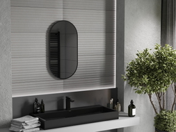 Mexen Loft ovaler Badezimmerspiegel 75 x 40 cm, schwarzer Rahmen - 9851-075-040-000-70