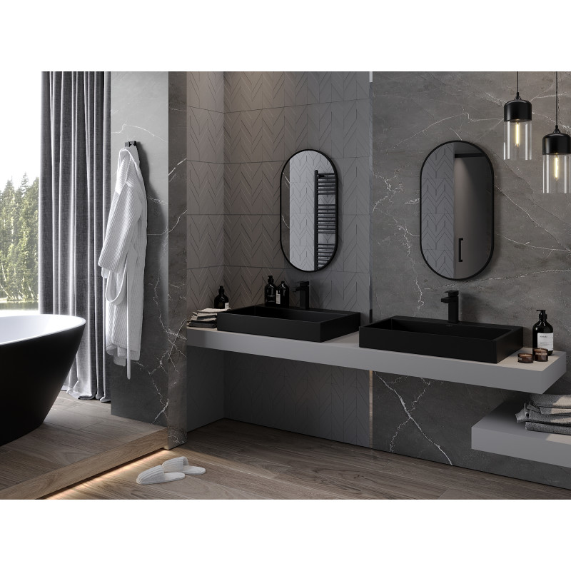 Mexen Loft ovaler Badezimmerspiegel 75 x 40 cm, schwarzer Rahmen - 9851-075-040-000-70