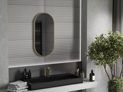 Mexen Loft ovale Badezimmerspiegel 80 x 40 cm, goldener Rahmen - 9851-080-040-000-50