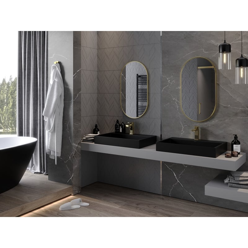 Mexen Loft ovale Badezimmerspiegel 80 x 45 cm, goldener Rahmen - 9851-080-045-000-50