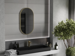 Mexen Loft ovale Badezimmerspiegel 80 x 45 cm, goldener Rahmen - 9851-080-045-000-50