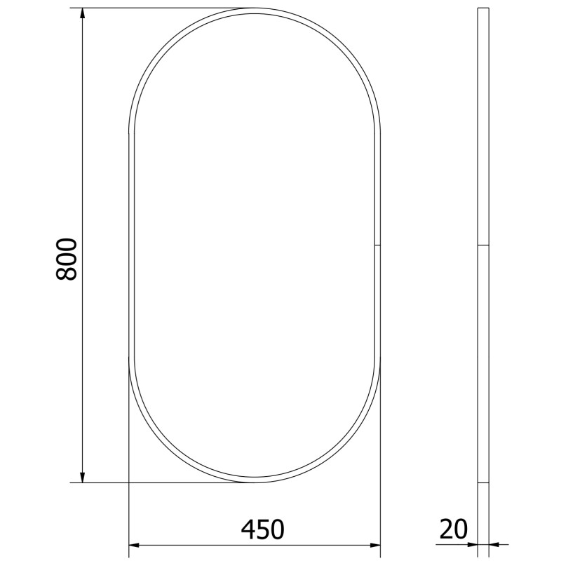 Mexen Loft oval Badezimmer-Spiegel 80 x 45 cm, schwarzer Rahmen - 9851-080-045-000-70