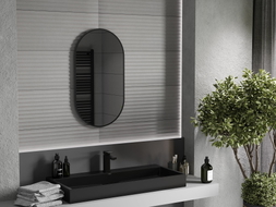 Mexen Loft ovaler Badezimmerspiegel 80 x 45 cm, schwarzer Rahmen - 9851-080-045-000-70