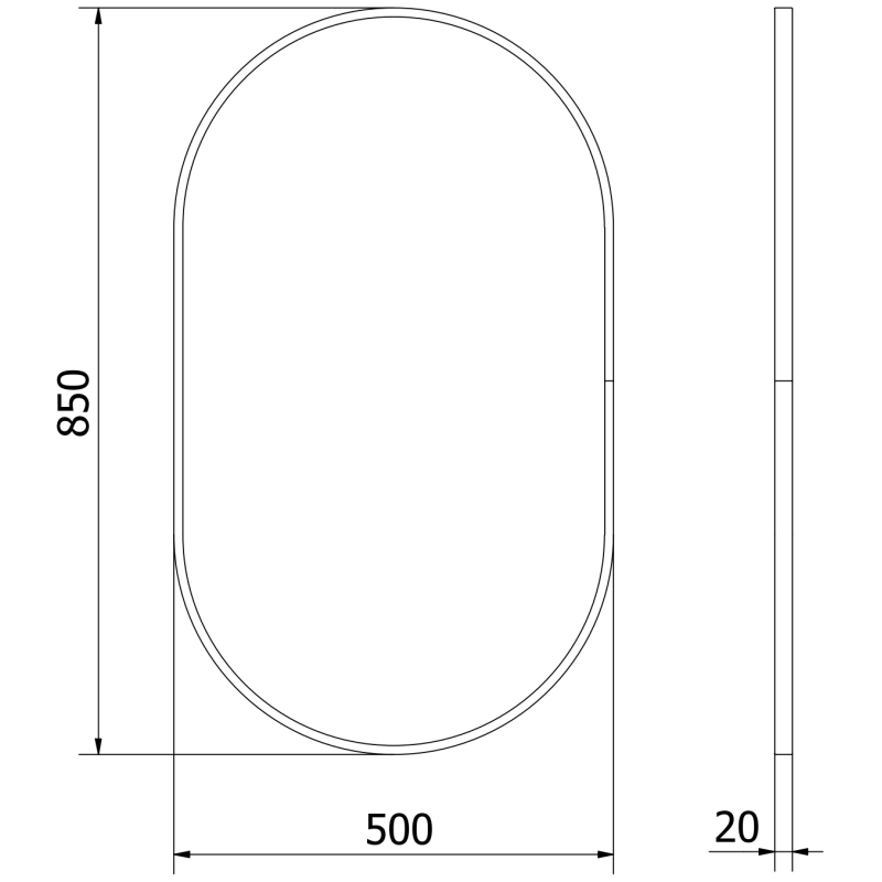 Mexen Loft Badezimmerspiegel oval 85 x 50 cm, schwarzer Rahmen - 9851-085-050-000-70