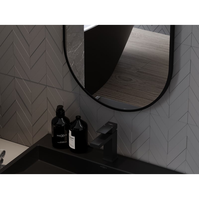 Mexen Loft ovale Badezimmerspiegel 90 x 45 cm, schwarzer Rahmen - 9851-090-045-000-70