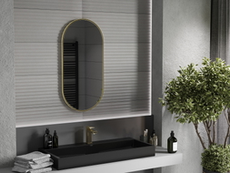 Mexen Loft Badezimmerspiegel oval 90 x 45 cm, goldener Rahmen - 9851-090-045-000-50