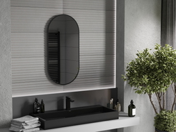 Mexen Loft ovale Badezimmerspiegel 90 x 45 cm, schwarzer Rahmen - 9851-090-045-000-70