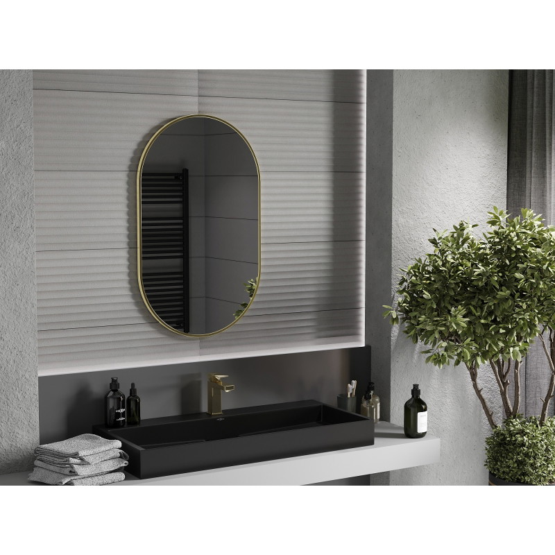 Mexen Loft Ovaler Badezimmer-Spiegel 90 x 55 cm, goldener Rahmen - 9851-090-055-000-50