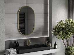 Mexen Loft ovaler Badezimmerspiegel 90 x 55 cm, goldener Rahmen - 9851-090-055-000-50